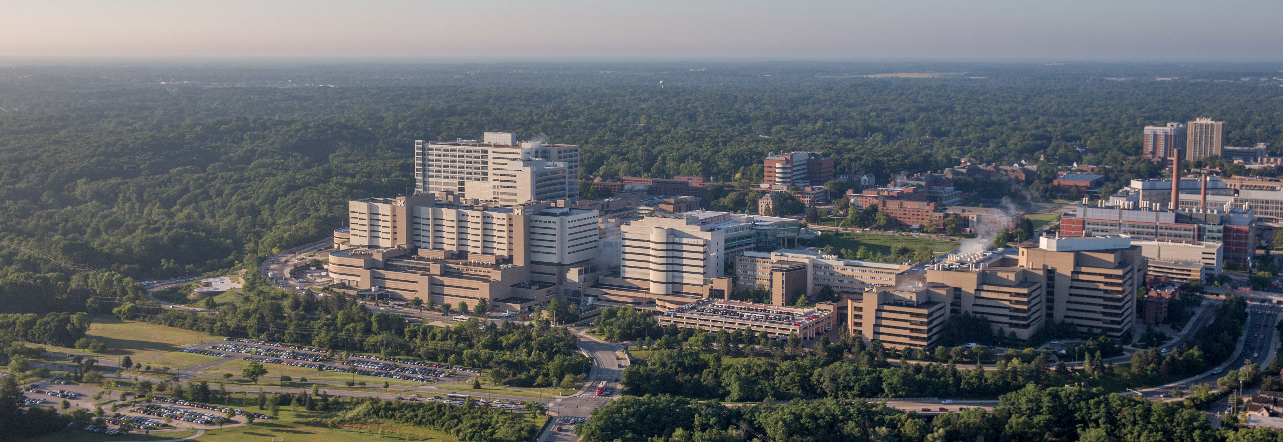 Aerial view of University of Michigan medical campus