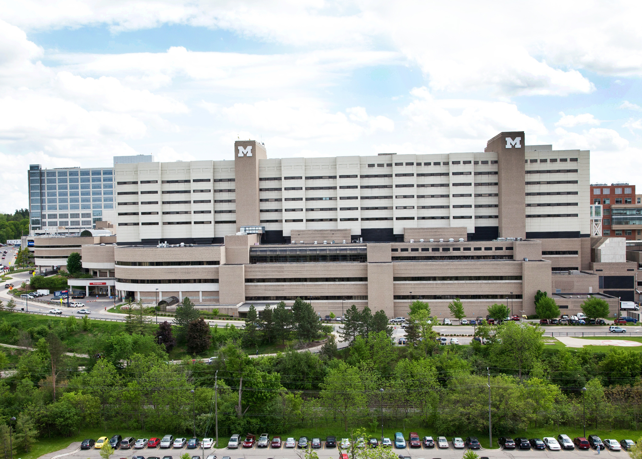 Image of University Hospital location, 1500 E. Medical Center Dr. Ann Arbor MI 48109, Phone 734-936-6641.